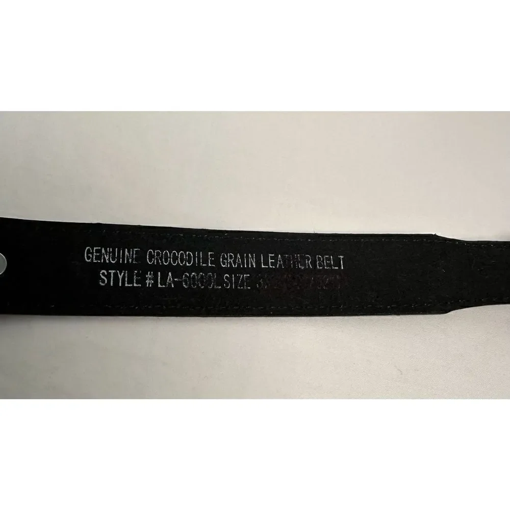 Crocodile black belt with silver accents men’s size 56”.   #M-1070